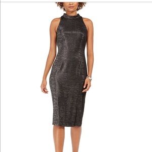 NWT Adrianna Papell Mock- Neck Metallic Dress 10